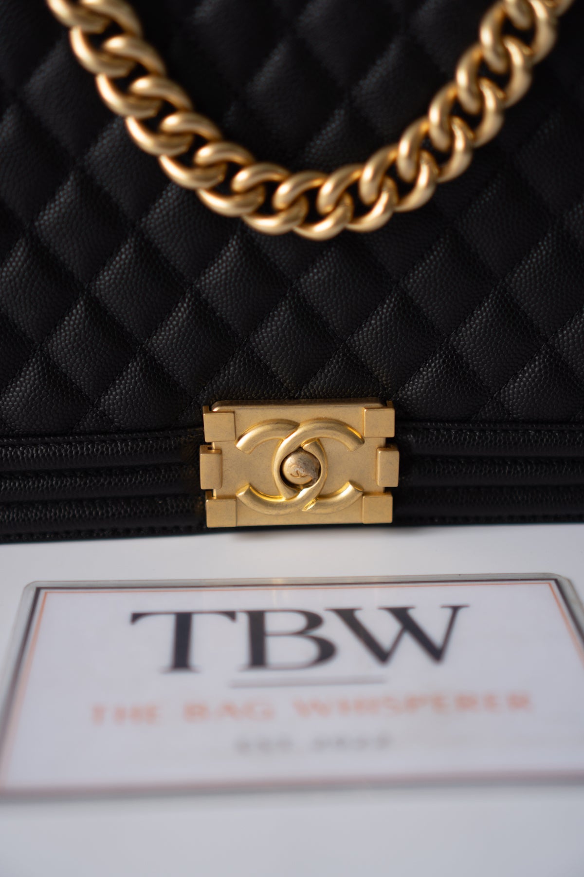 New Le Boy (28 cm)Medium – Black Caviar Leather with Brushed Gold Hardware