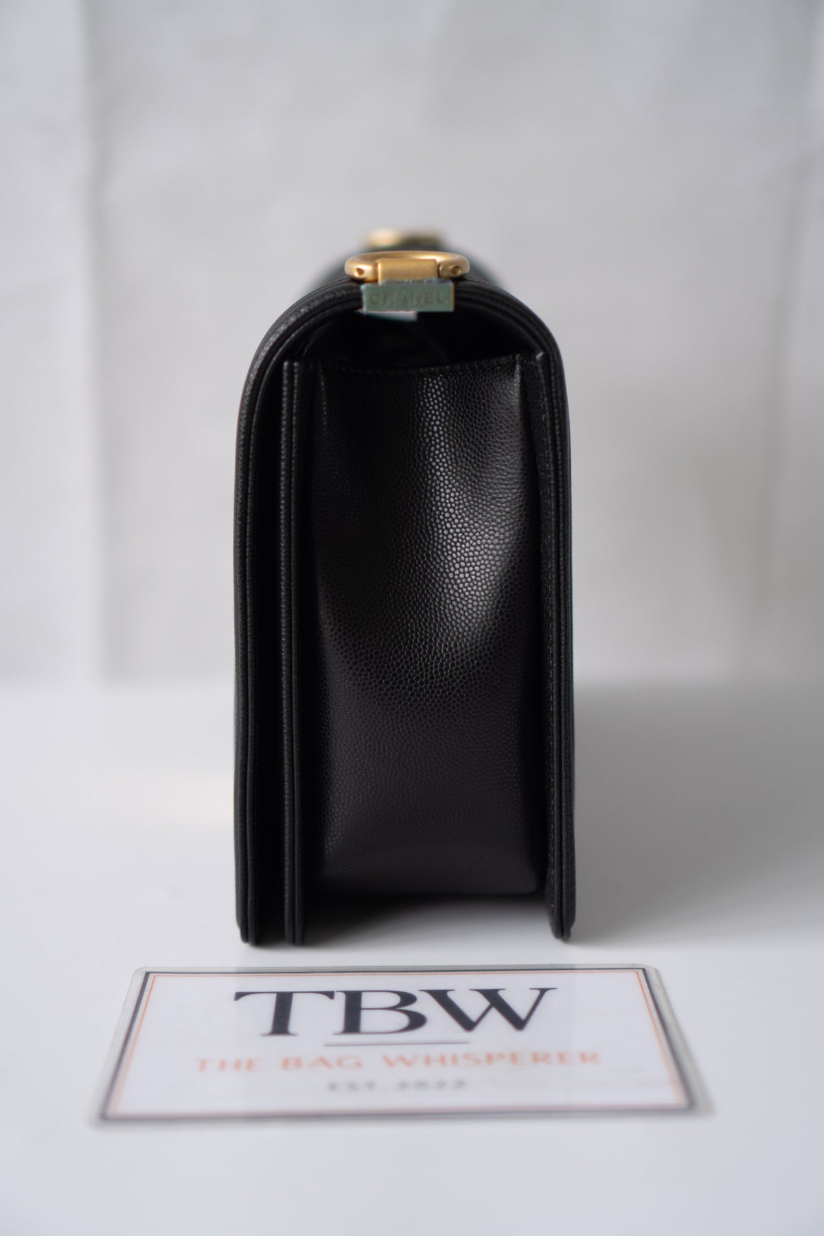 New Le Boy (28 cm)Medium – Black Caviar Leather with Brushed Gold Hardware