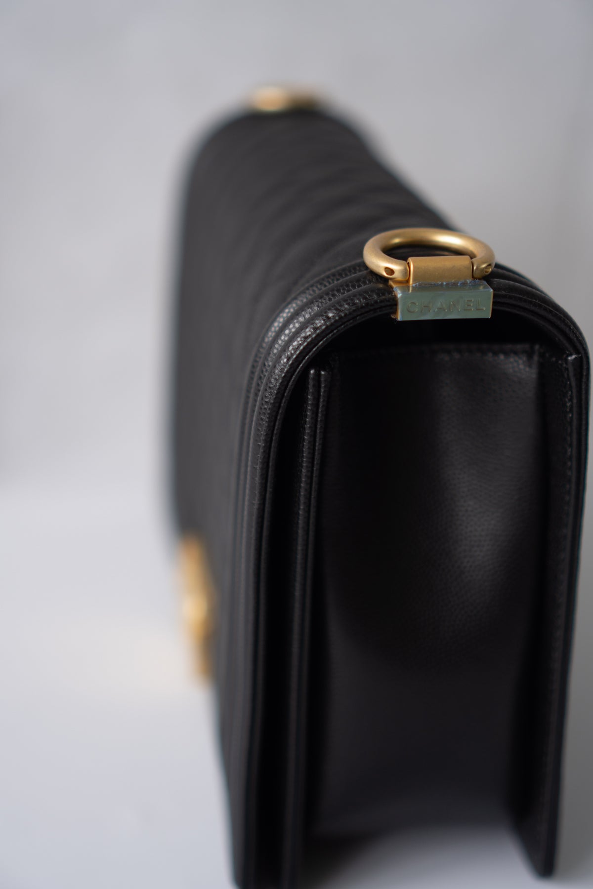 New Le Boy (28 cm)Medium – Black Caviar Leather with Brushed Gold Hardware