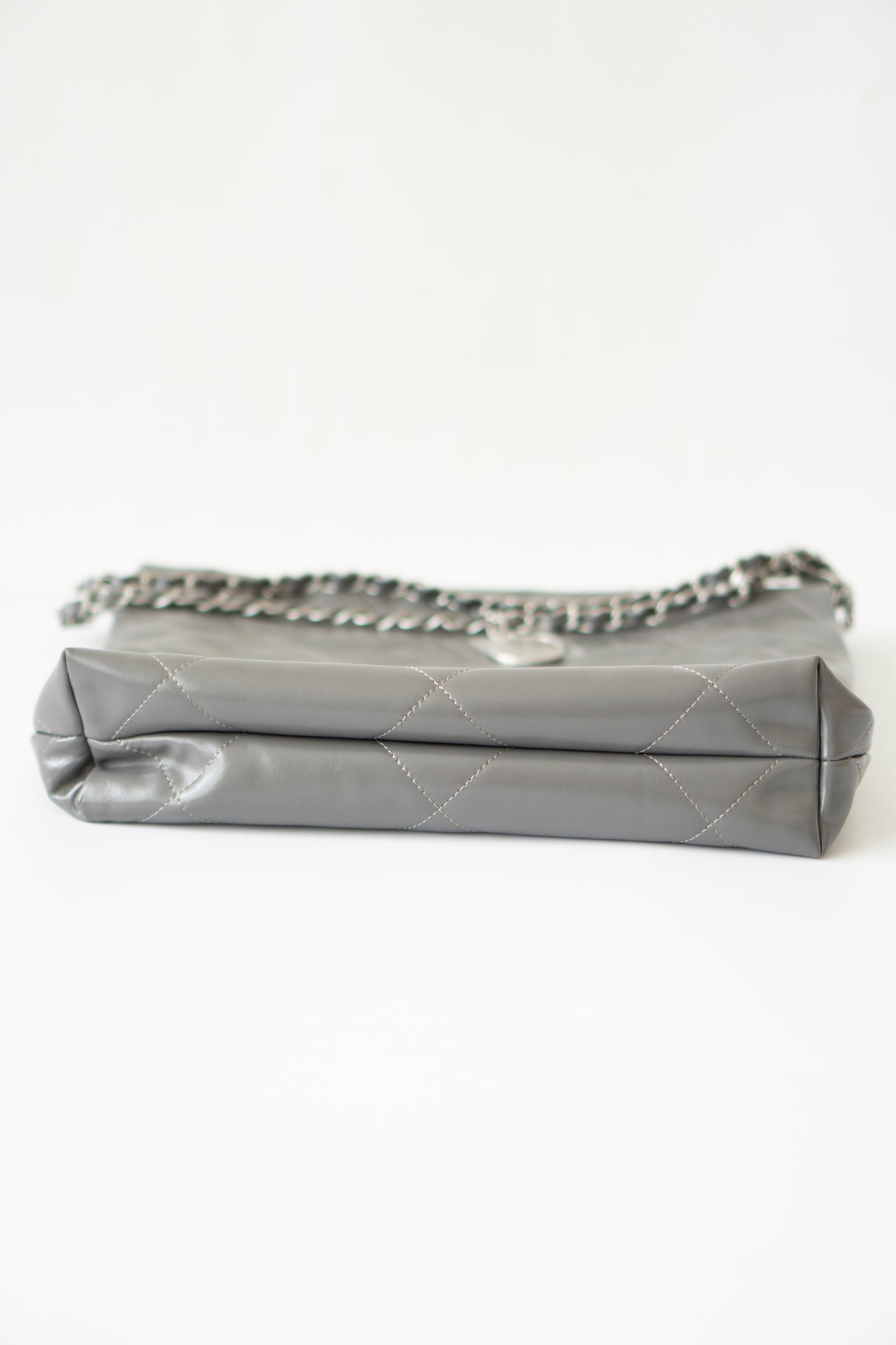 C22 Hobo Bag Small – Shiny Calfskin in Gray with Ruthenium Hardware