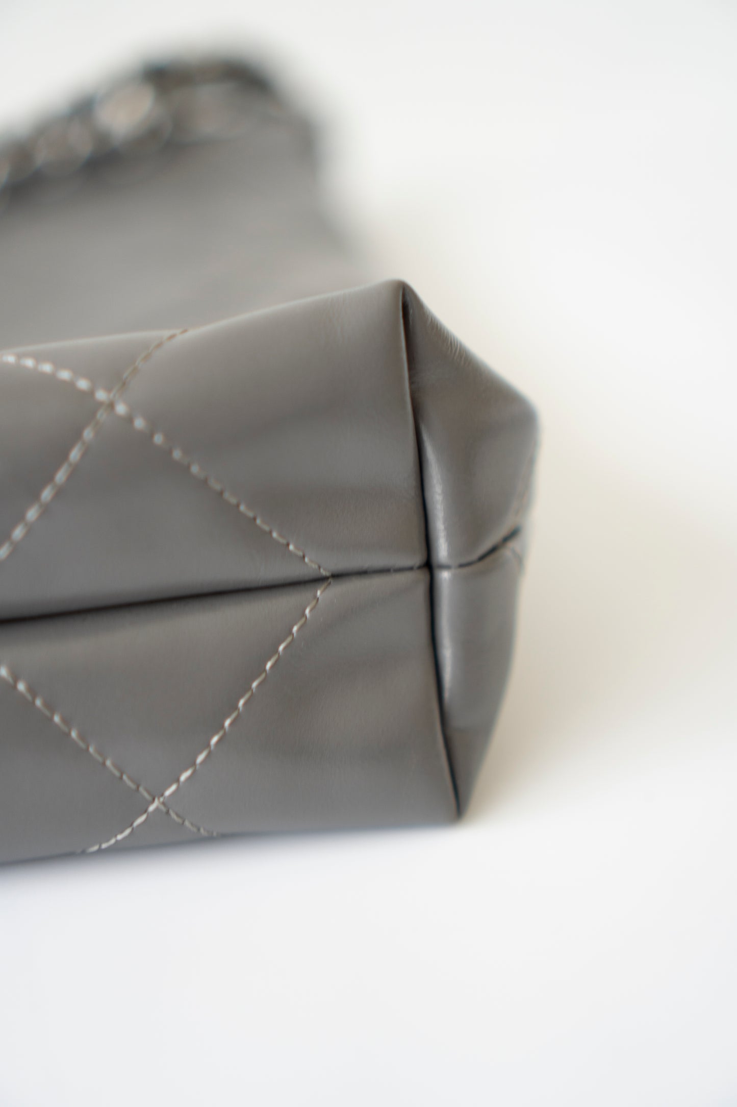 C22 Hobo Bag Small – Shiny Calfskin in Gray with Ruthenium Hardware