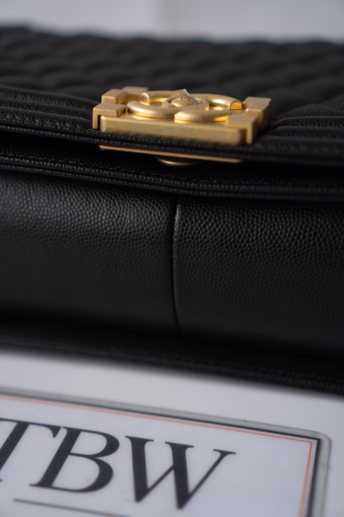 New Le Boy (28 cm)Medium – Black Caviar Leather with Brushed Gold Hardware