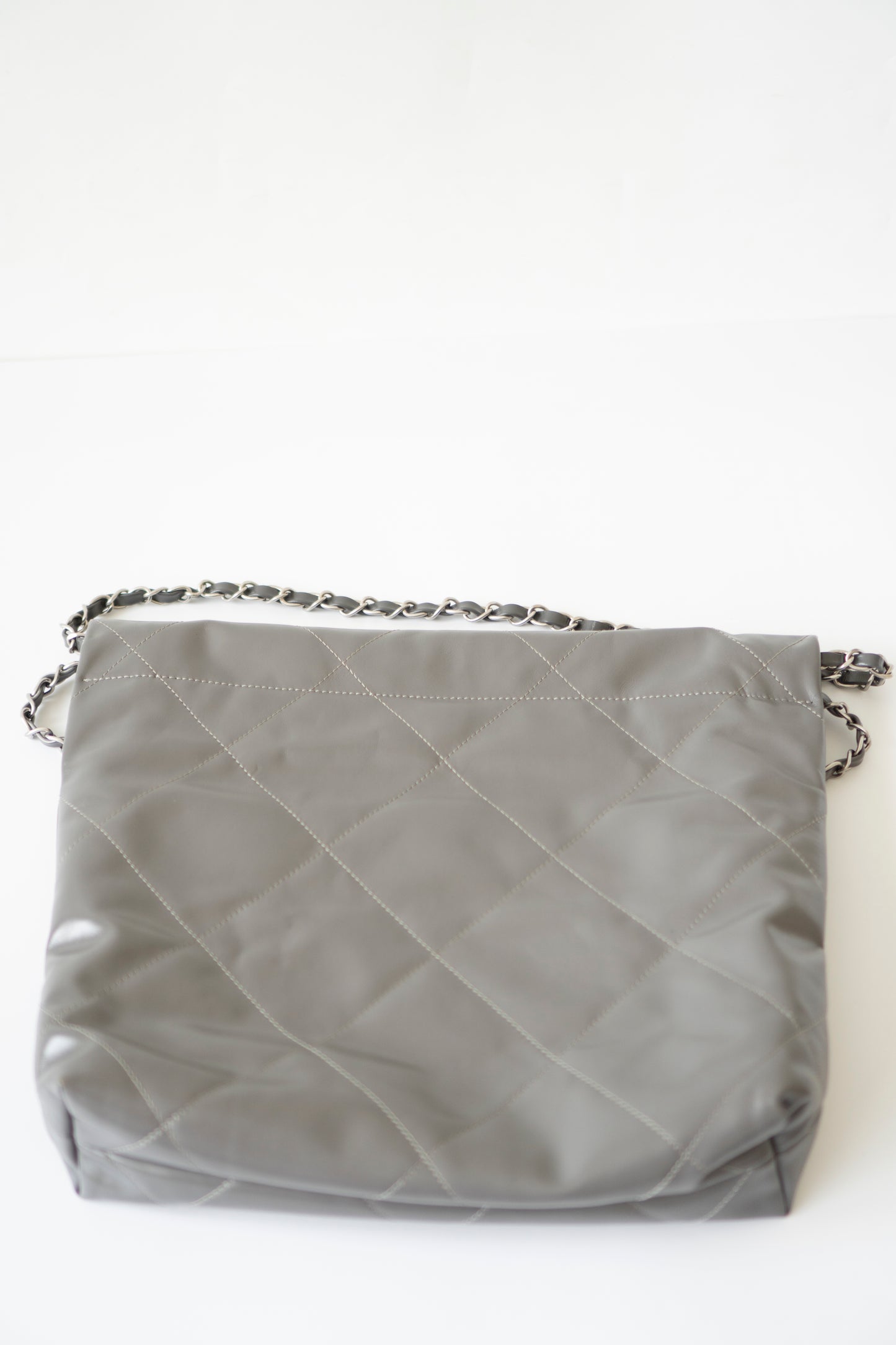 C22 Hobo Bag Small – Shiny Calfskin in Gray with Ruthenium Hardware