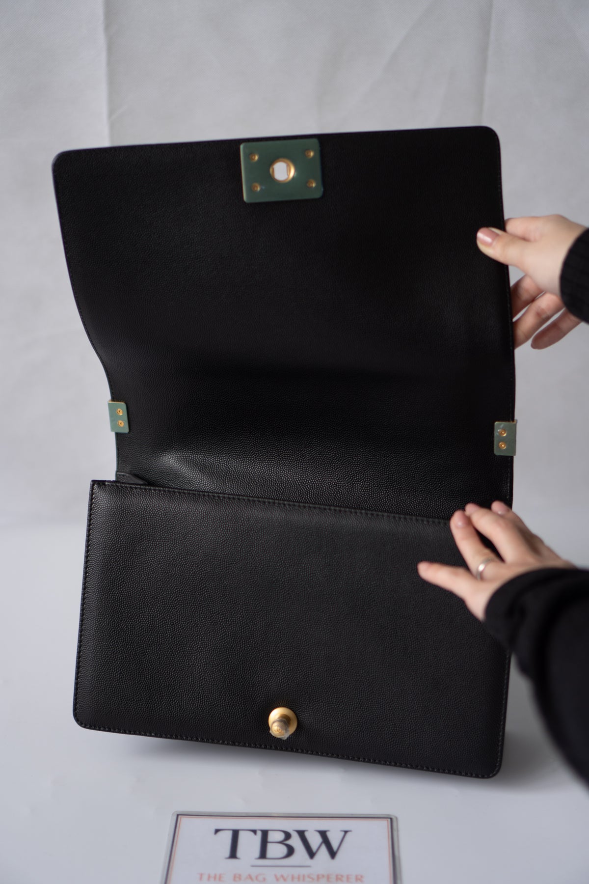 New Le Boy (28 cm)Medium – Black Caviar Leather with Brushed Gold Hardware