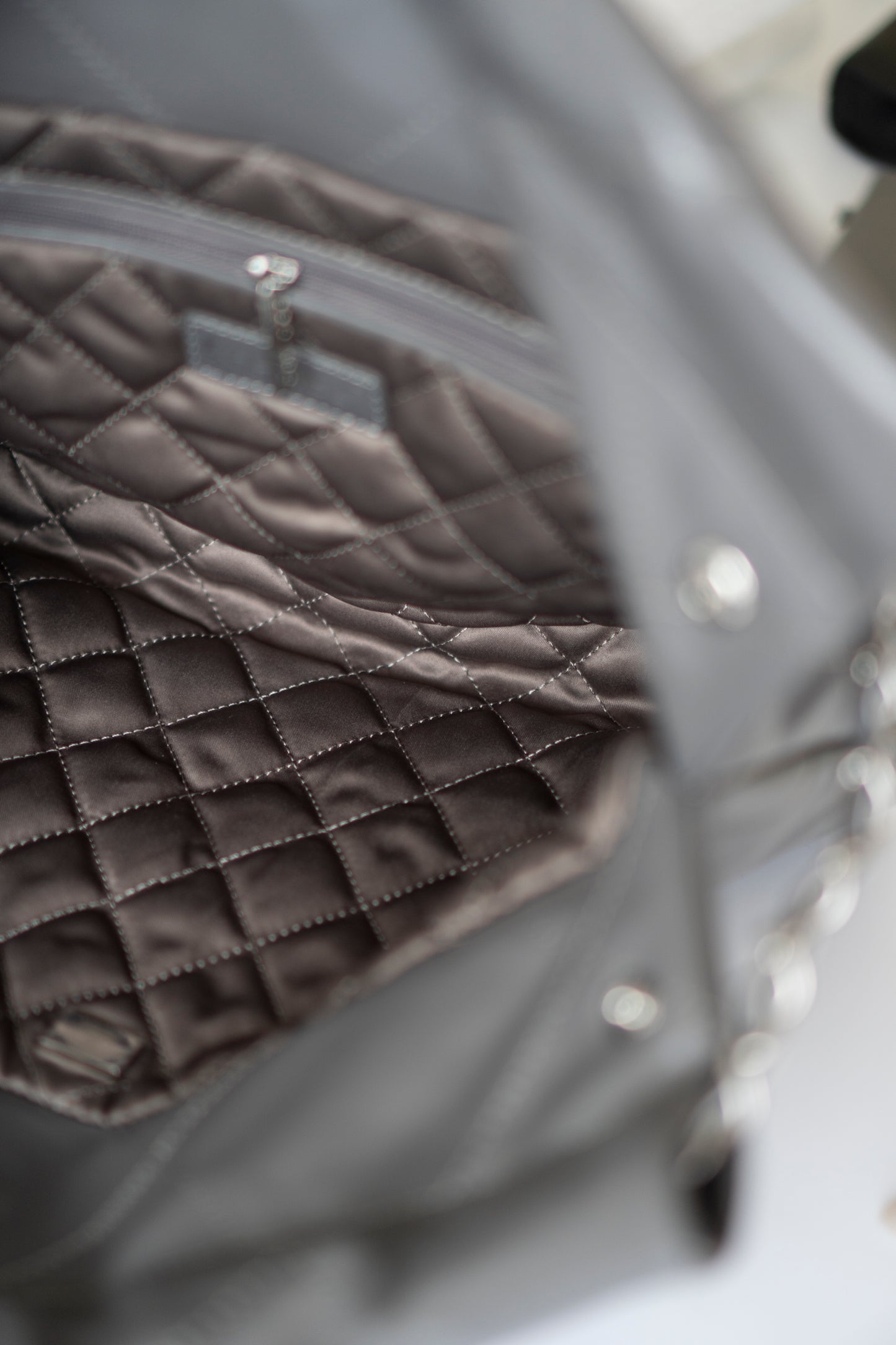 C22 Hobo Bag Small – Shiny Calfskin in Gray with Ruthenium Hardware