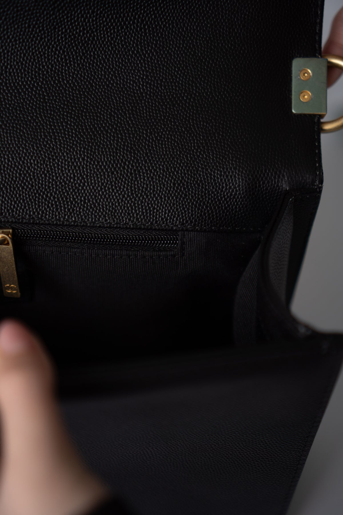 New Le Boy (28 cm)Medium – Black Caviar Leather with Brushed Gold Hardware