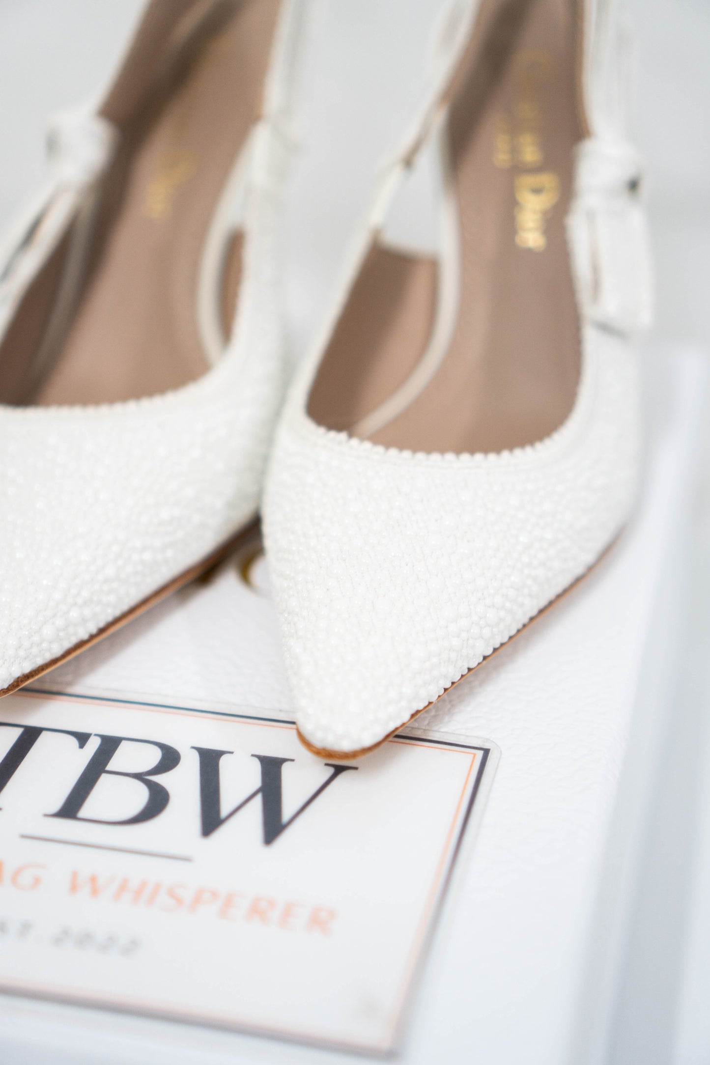 J'Ador Slingback Pump – White Pearl Embroidered