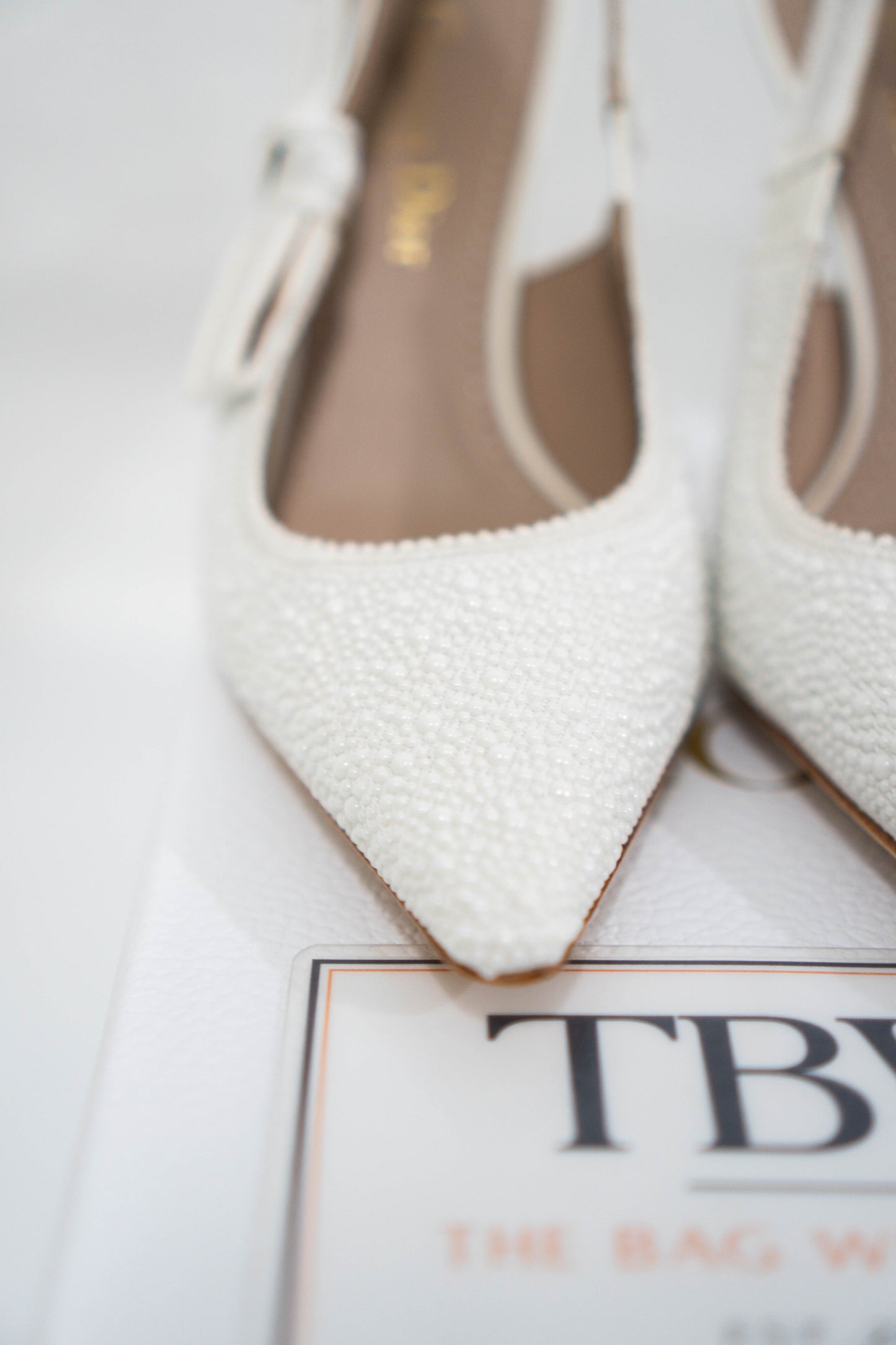 J'Ador Slingback Pump – White Pearl Embroidered