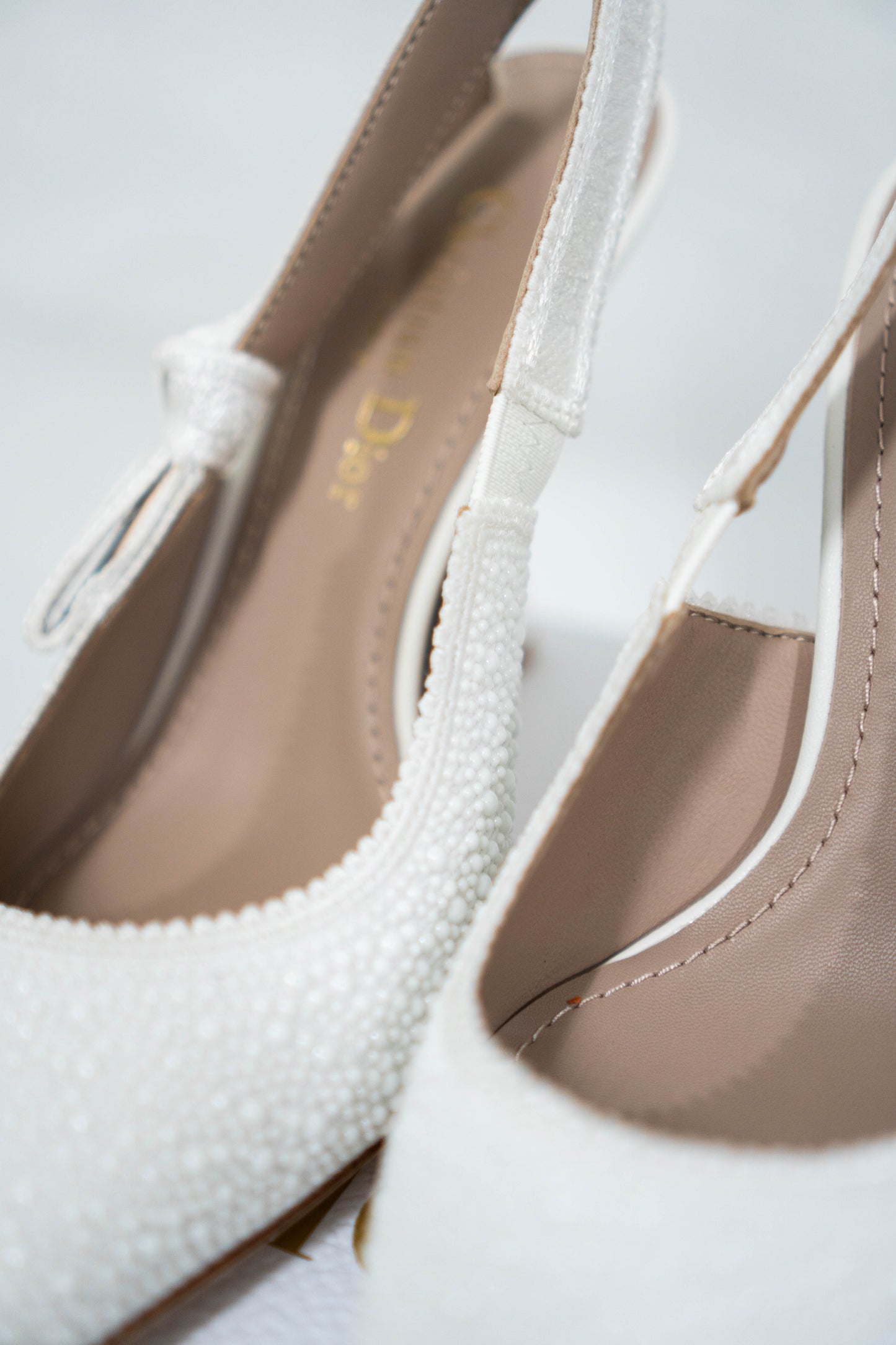 J'Ador Slingback Pump – White Pearl Embroidered