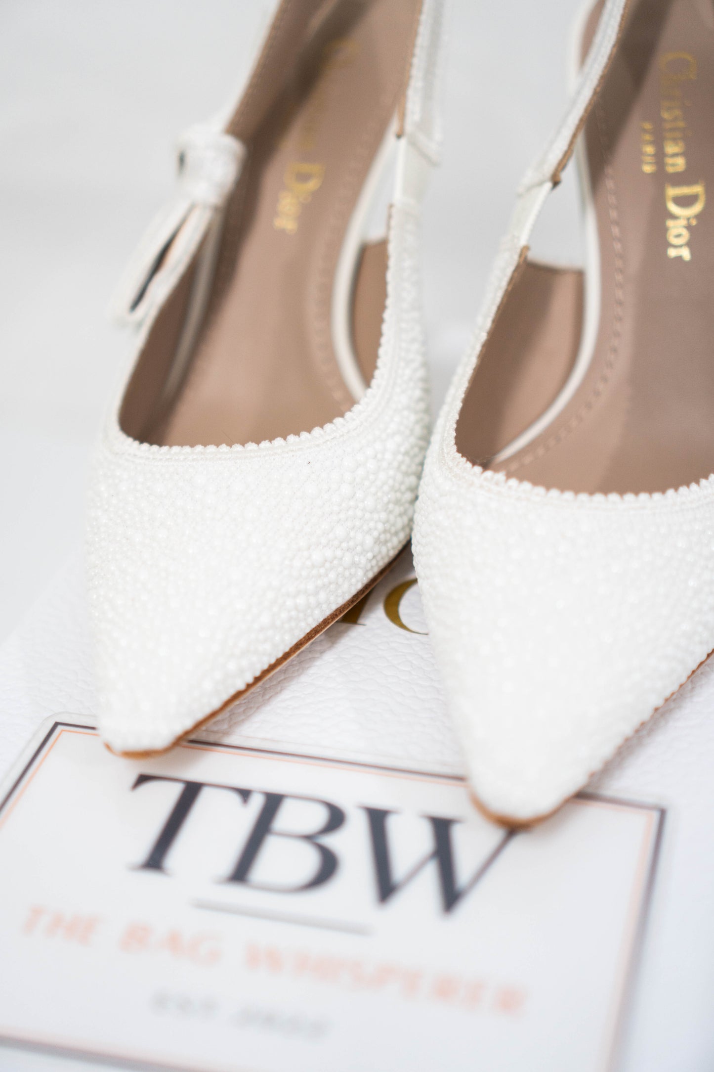 J'Ador Slingback Pump – White Pearl Embroidered