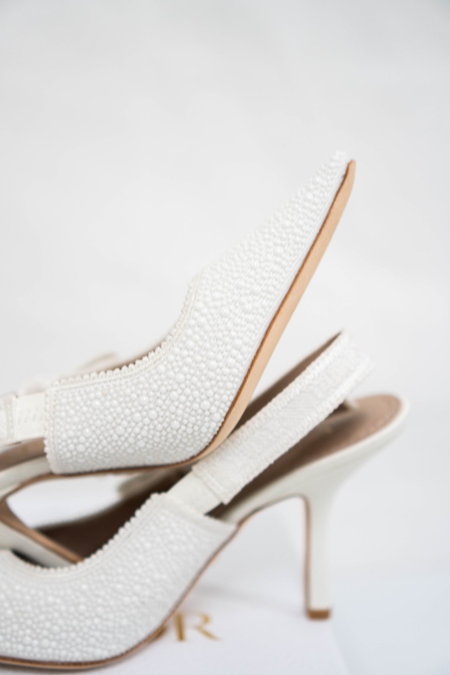 J'Ador Slingback Pump – White Pearl Embroidered