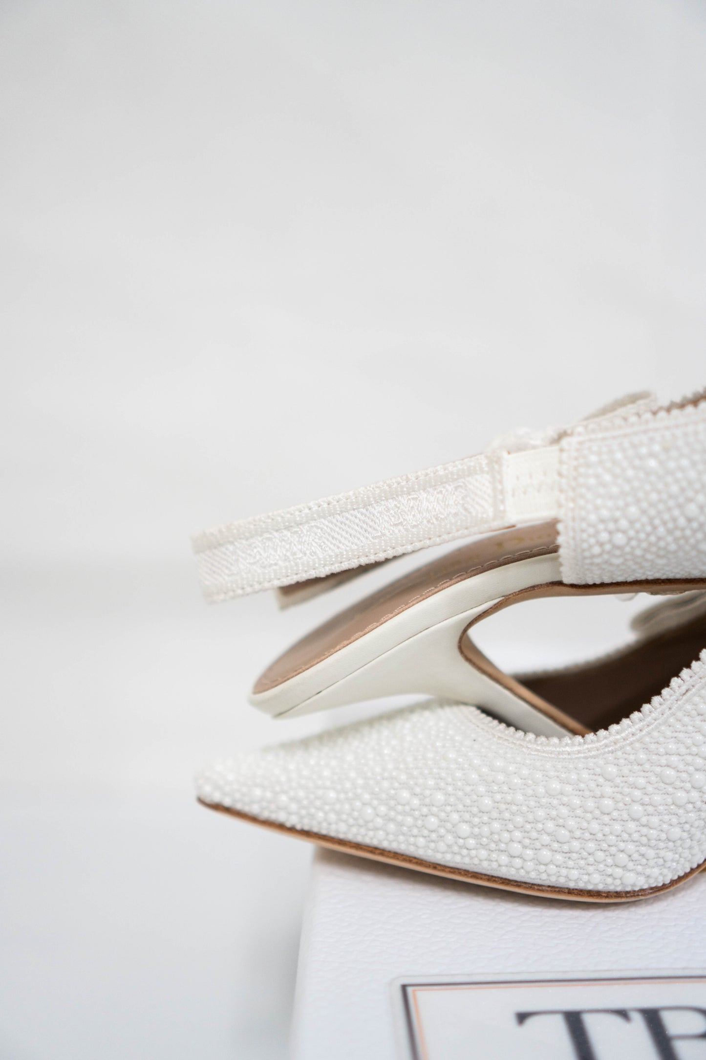 J'Ador Slingback Pump – White Pearl Embroidered