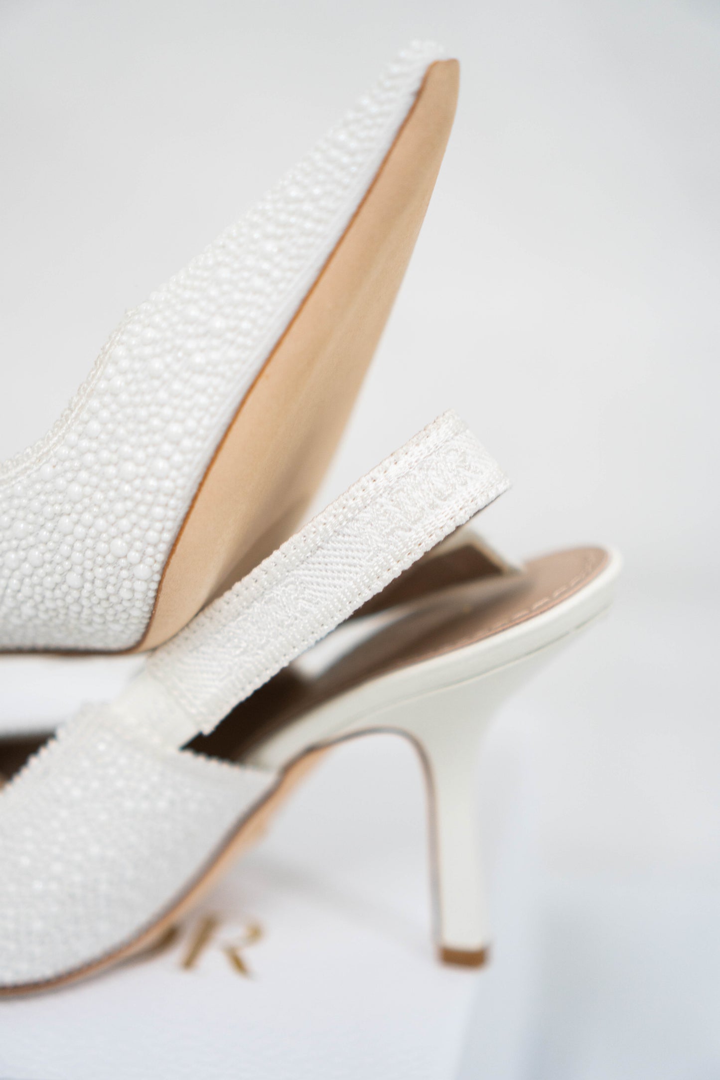 J'Ador Slingback Pump – White Pearl Embroidered