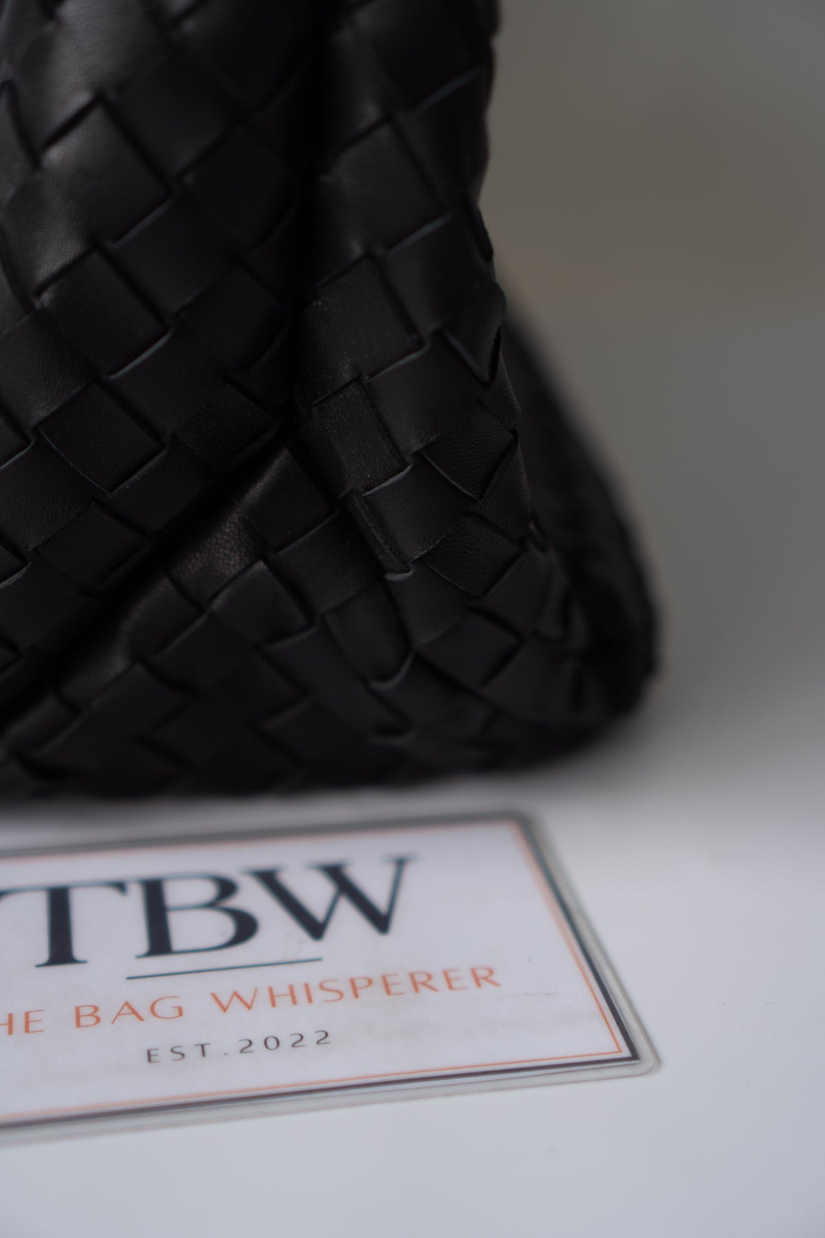 Hop Bag – Black Intrecciato Leather