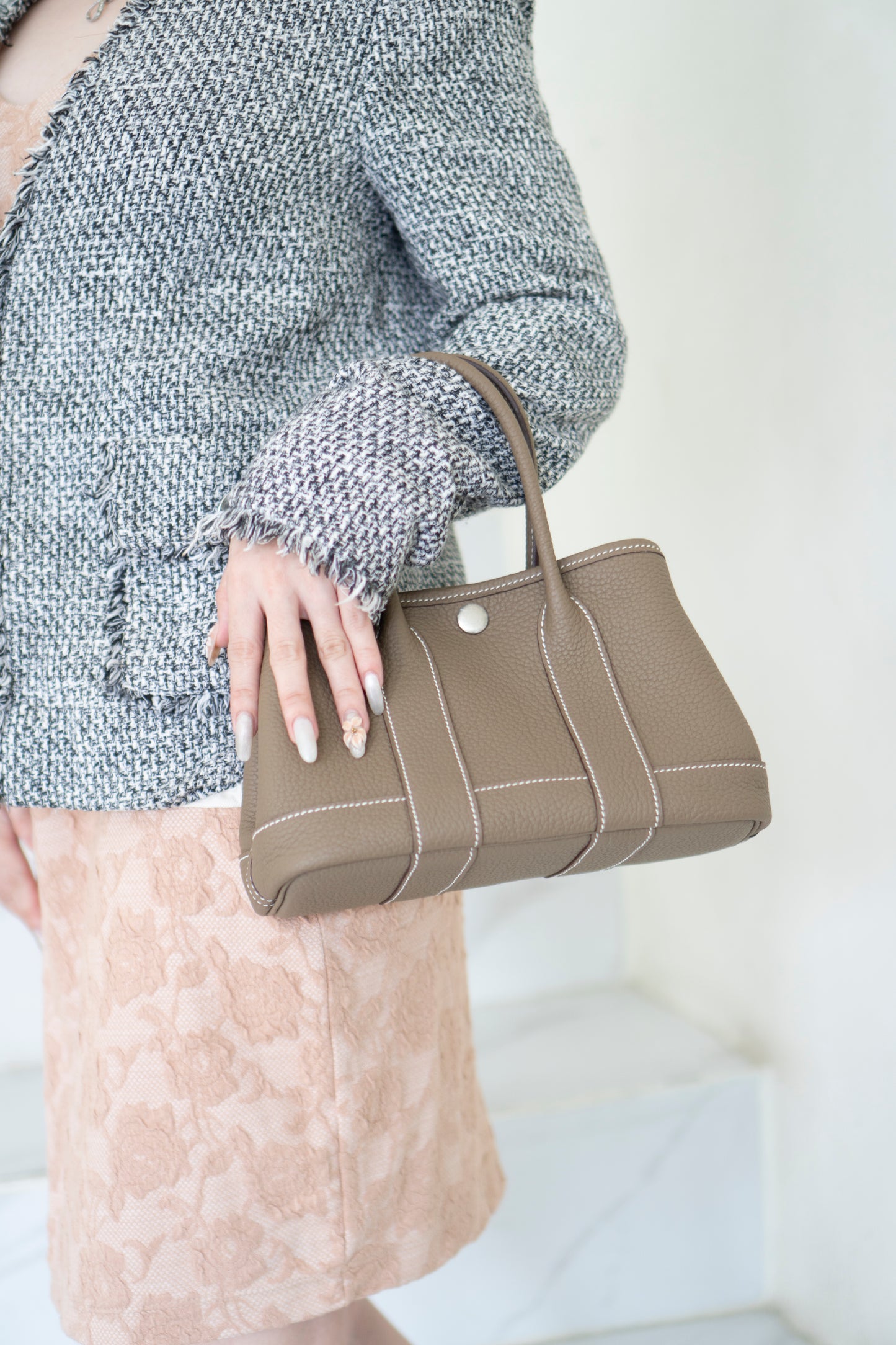 Garden Party Mini – Etoupe Negonda Leather with Palladium Hardware