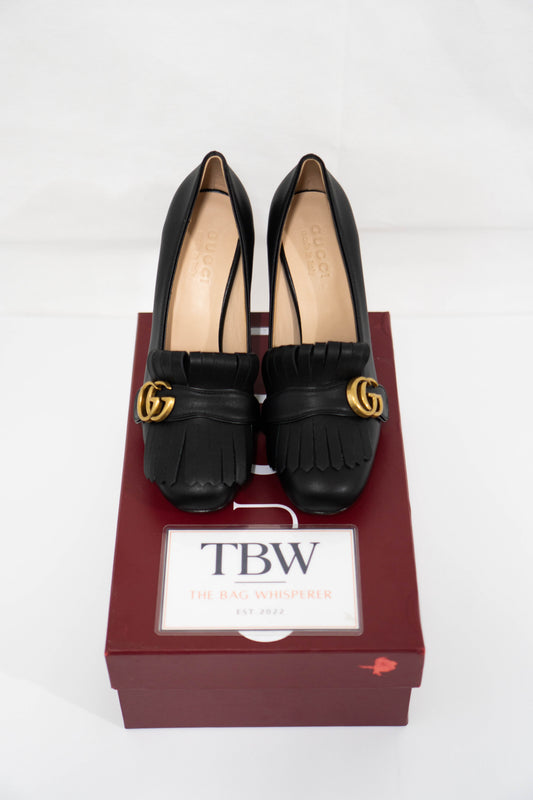 Marmont High-Heel Fringe Pumps – Black