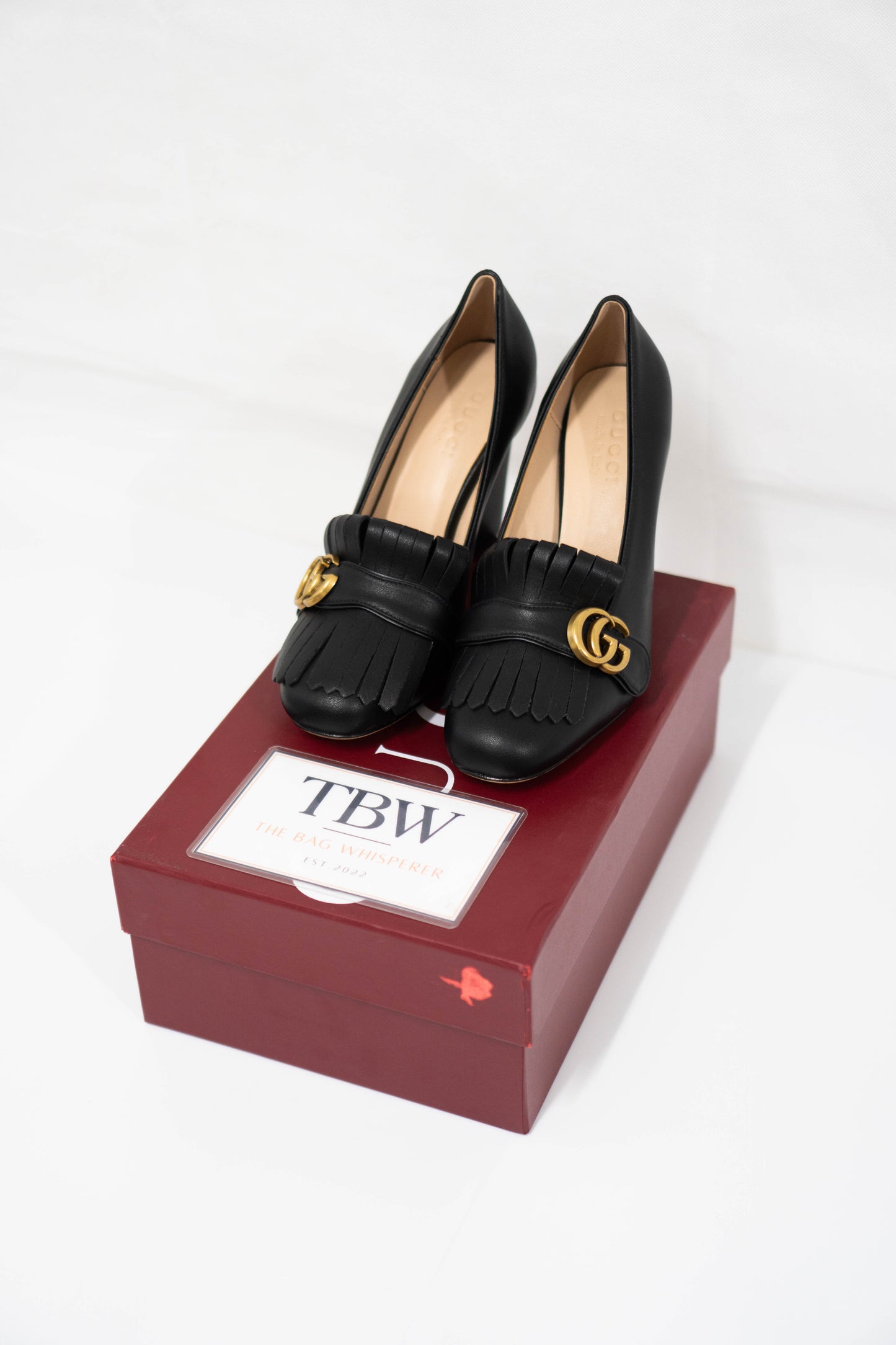 Marmont High-Heel Fringe Pumps – Black