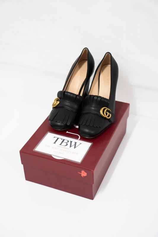 Marmont High-Heel Fringe Pumps – Black