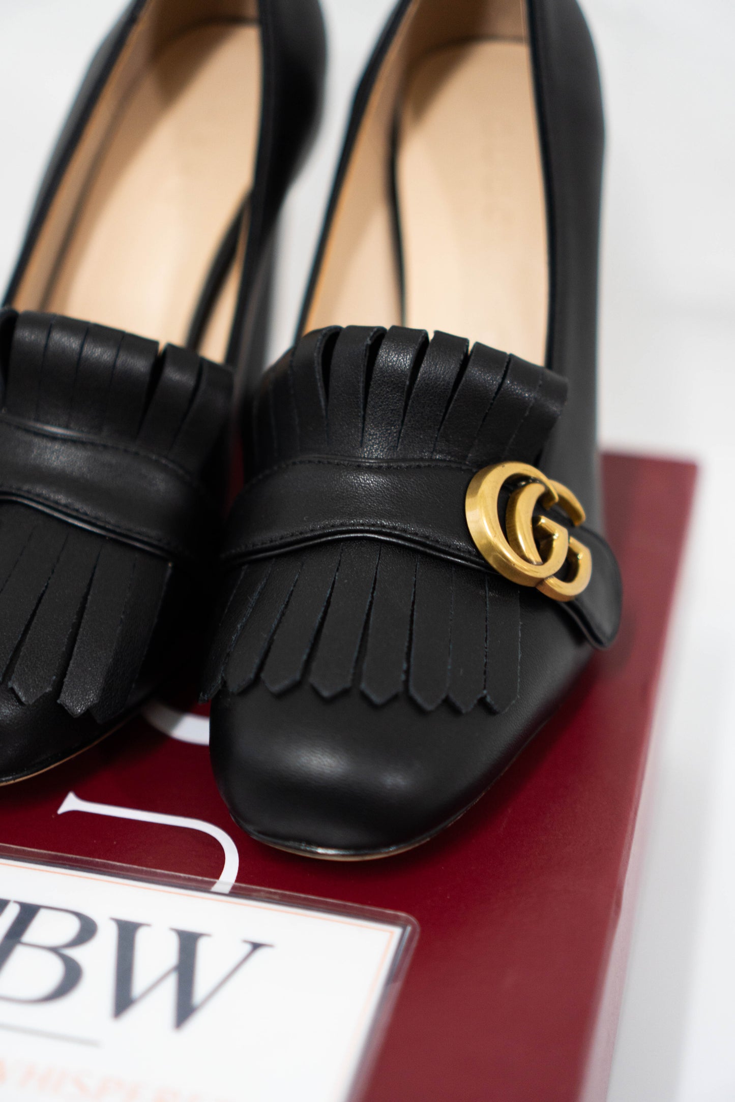 Marmont High-Heel Fringe Pumps – Black