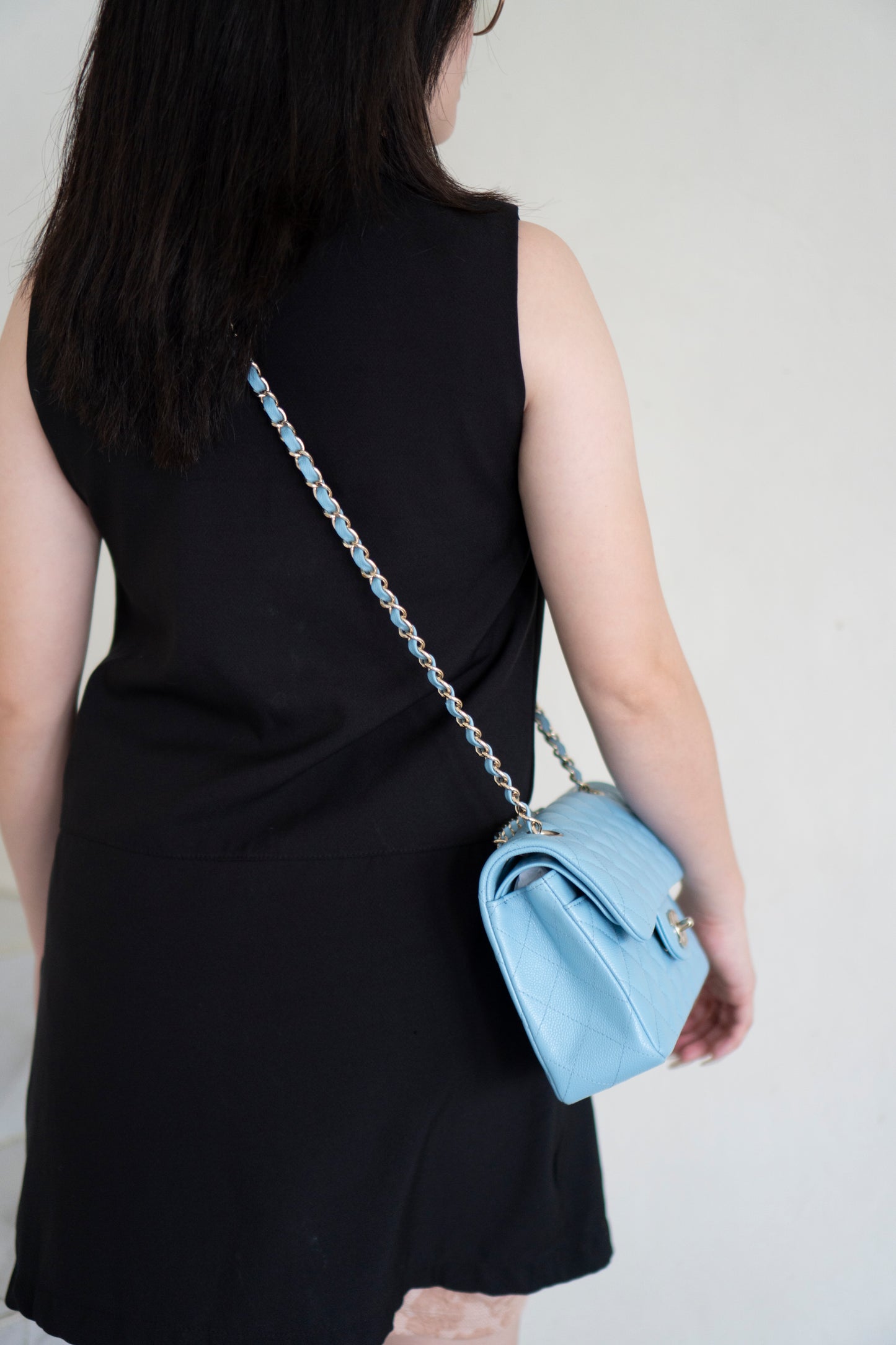 Classic Flap Small – Light Blue Caviar with Silver Hardware