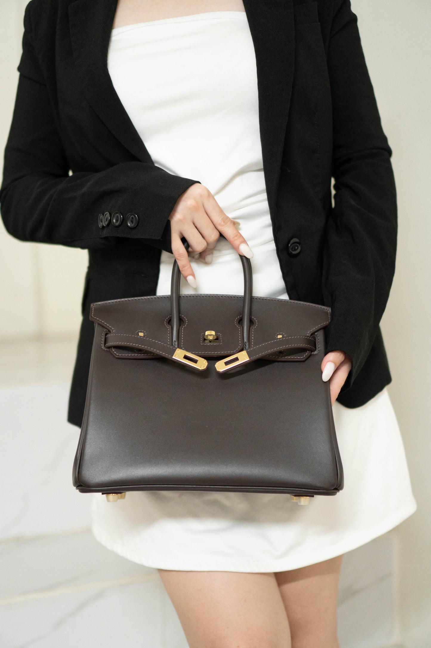 Birkin 25 in Ebene Permabrass Hardware