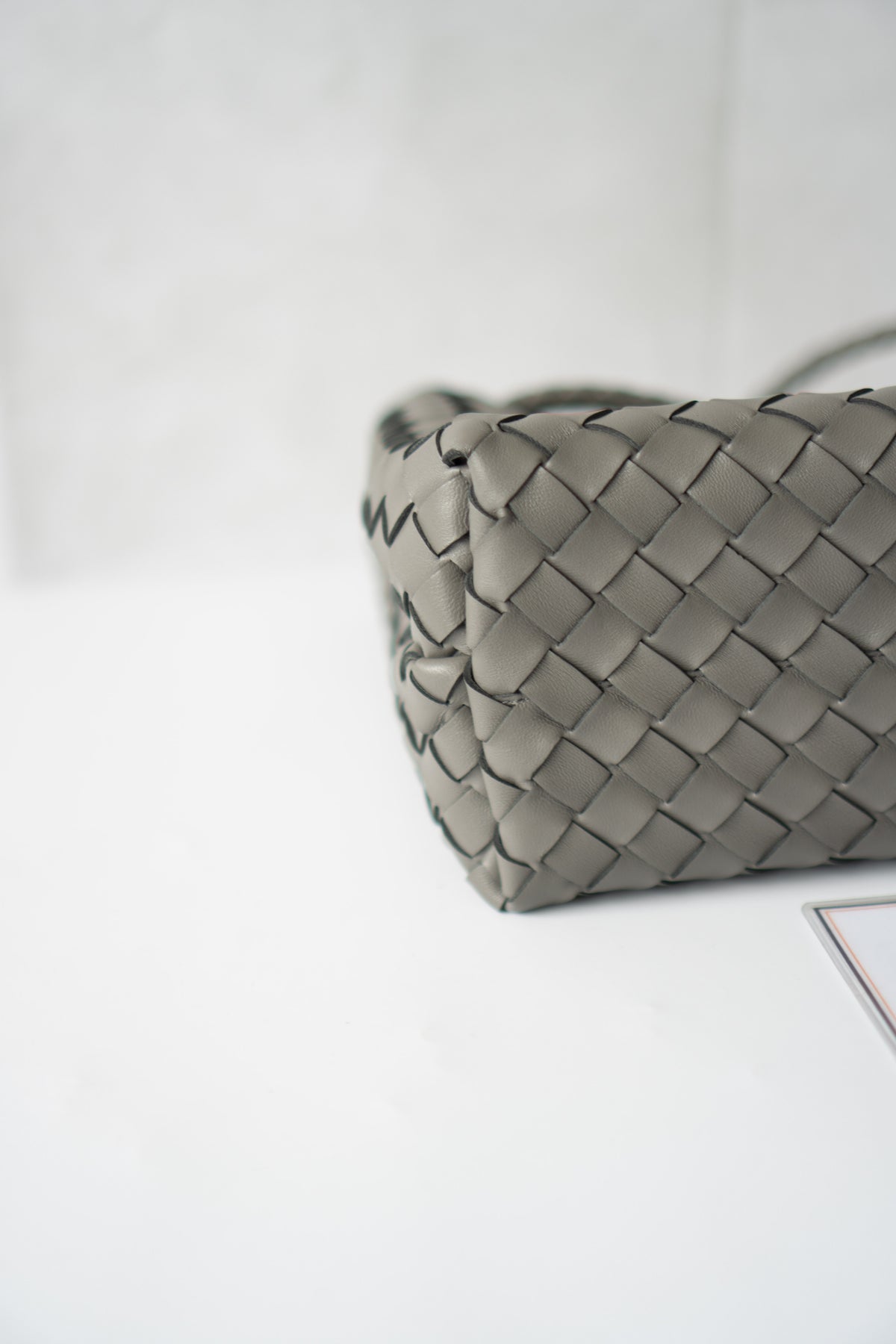 Andiamo – Medium Grey Intrecciato Leather with Gold Hardware
