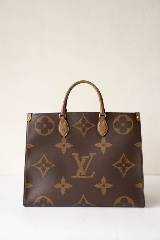 OnTheGo GM Tote Bag in Monogram  & Reverse Monogram with Gold Hardware