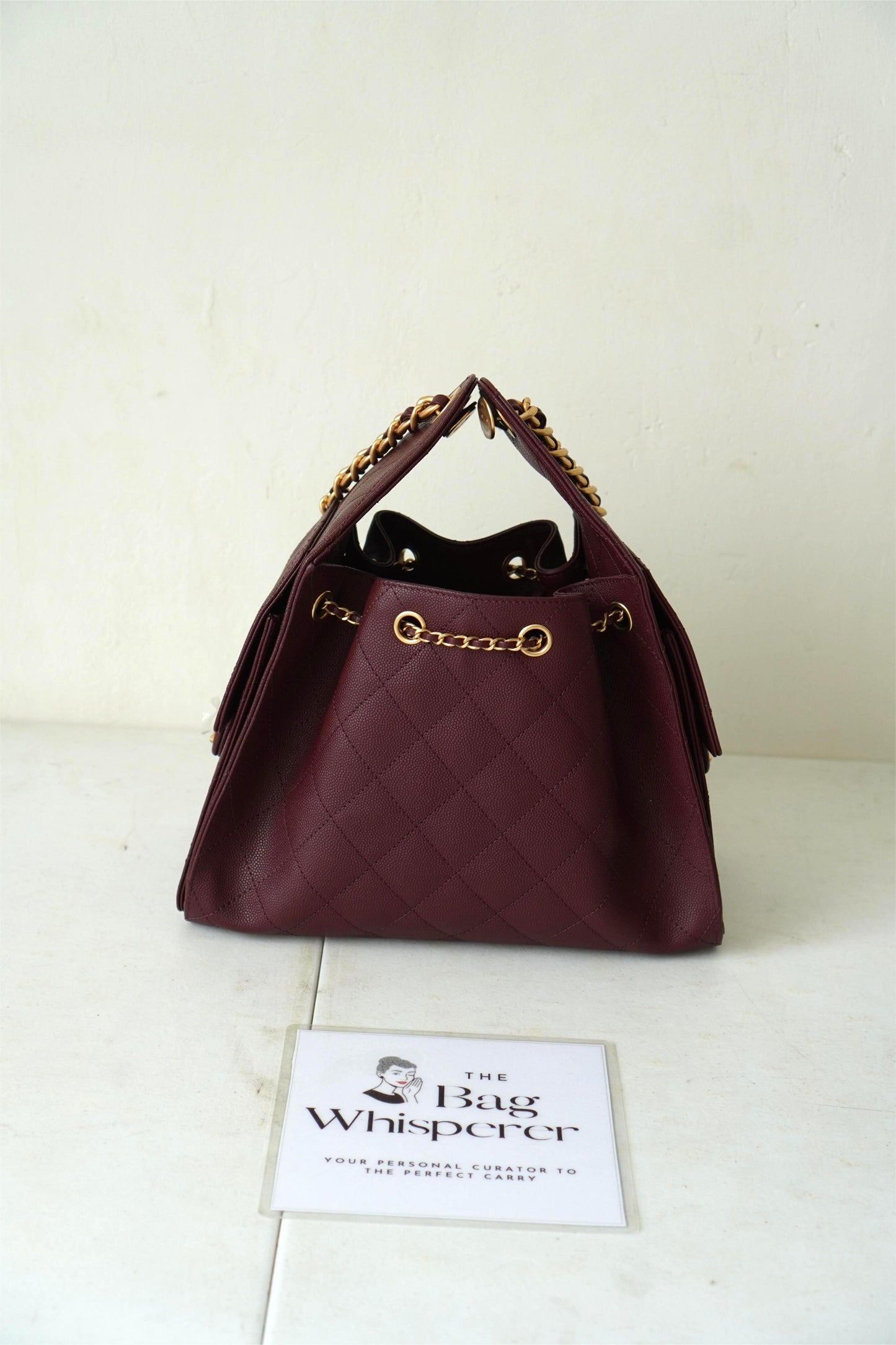 C 25 Small Drawstring Bag Burgundy Caviar leather