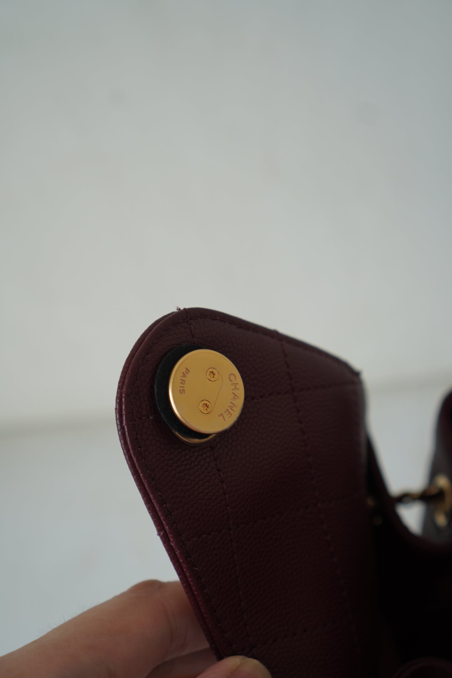 C 25 Small Drawstring Bag Burgundy Caviar leather