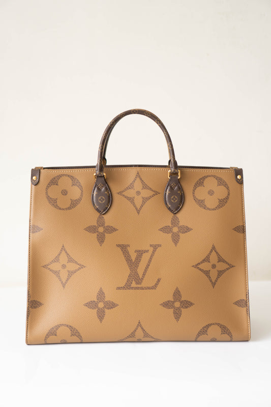 OnTheGo GM Tote Bag in Monogram  & Reverse Monogram with Gold Hardware