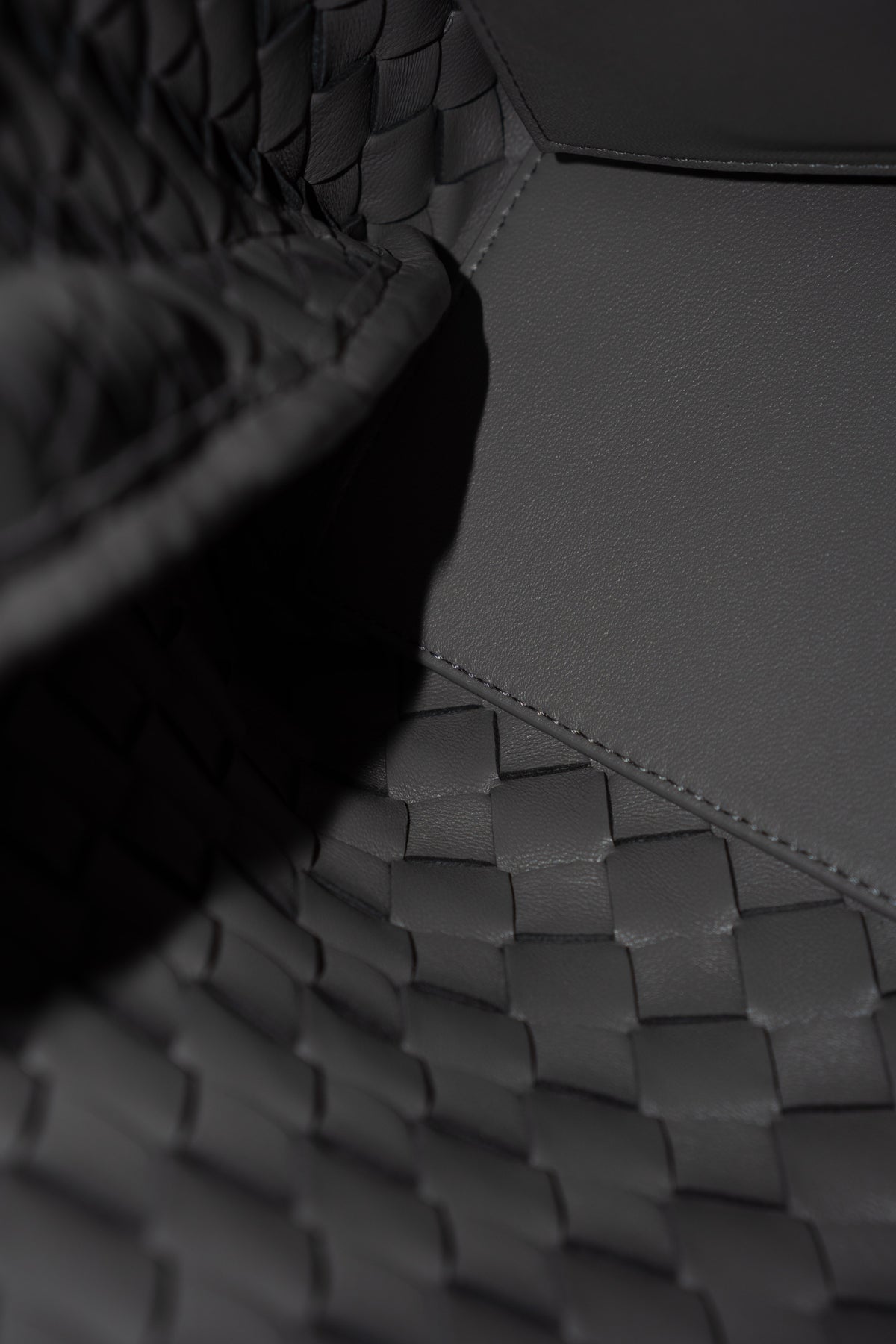 Andiamo – Medium Grey Intrecciato Leather with Gold Hardware