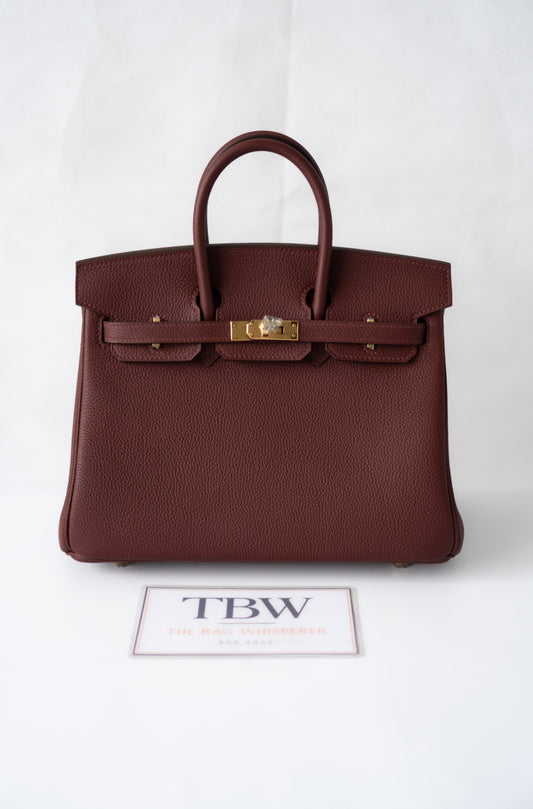 BK 25 – Rouge H Togo Leather with Gold Hardware