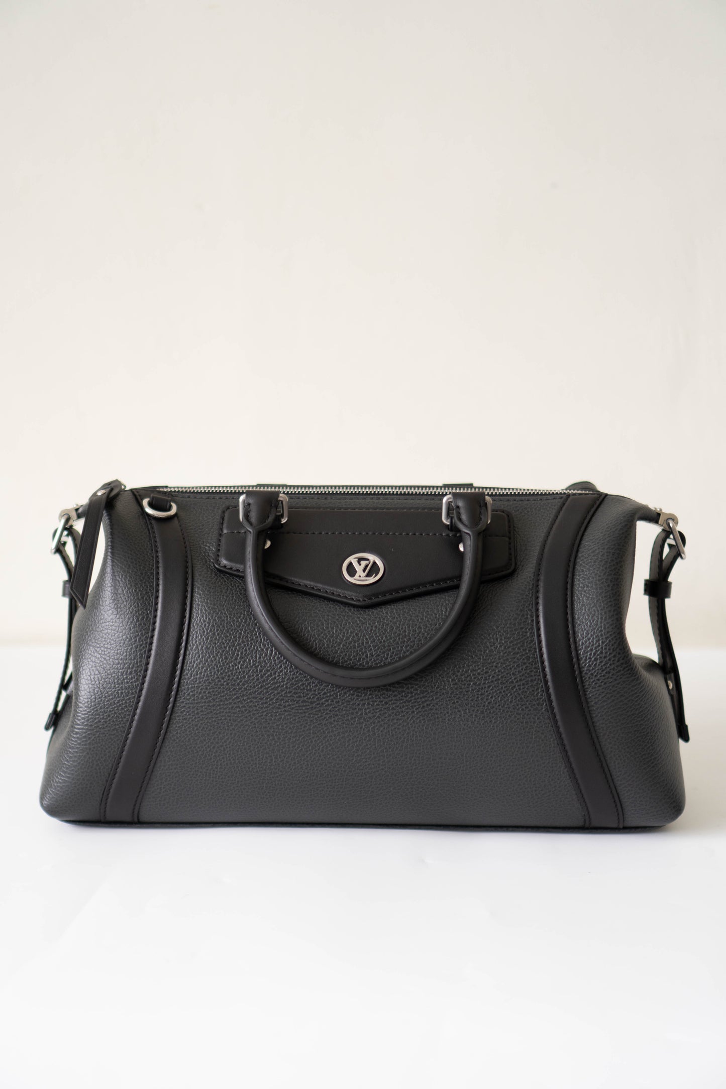Biker Bag MM Handbag In Black lambskin with Silver Hardware