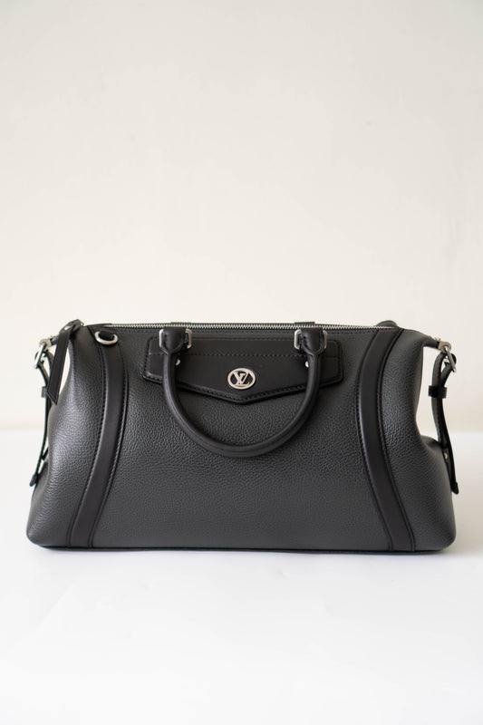 Biker Bag MM Handbag In Black lambskin with Silver Hardware