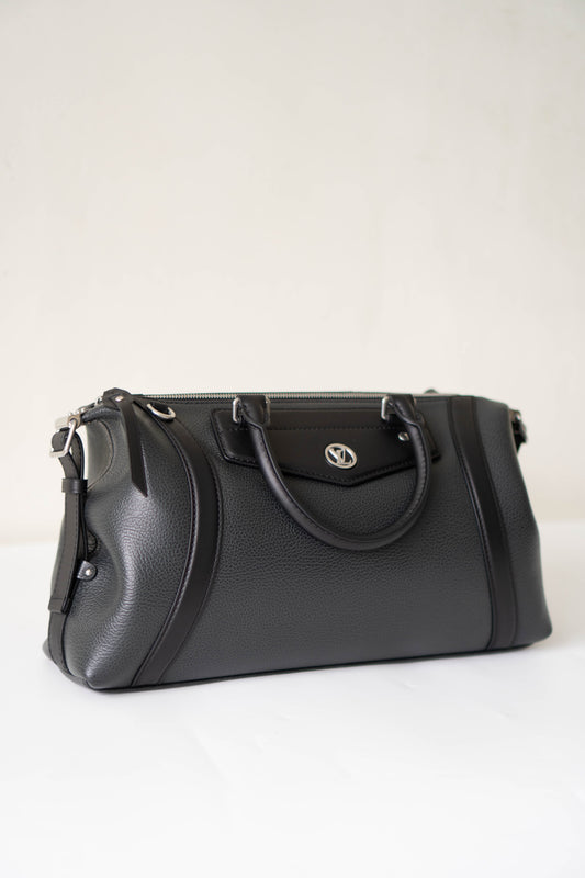 Biker Bag MM Handbag In Black lambskin with Silver Hardware