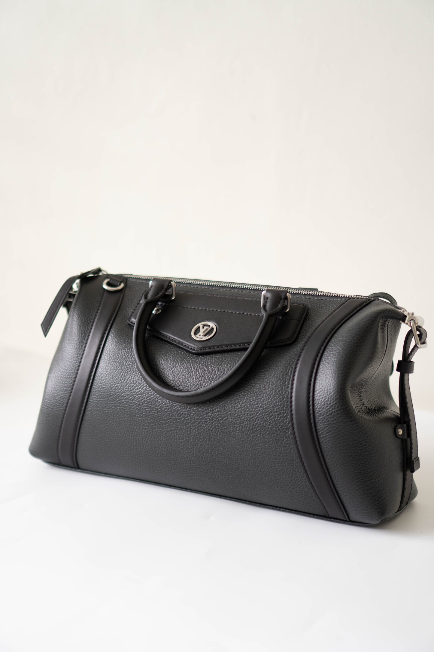 Biker Bag MM Handbag In Black lambskin with Silver Hardware