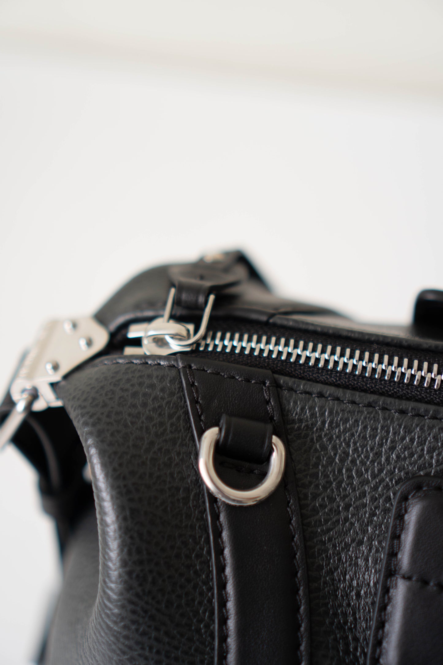Biker Bag MM Handbag In Black lambskin with Silver Hardware