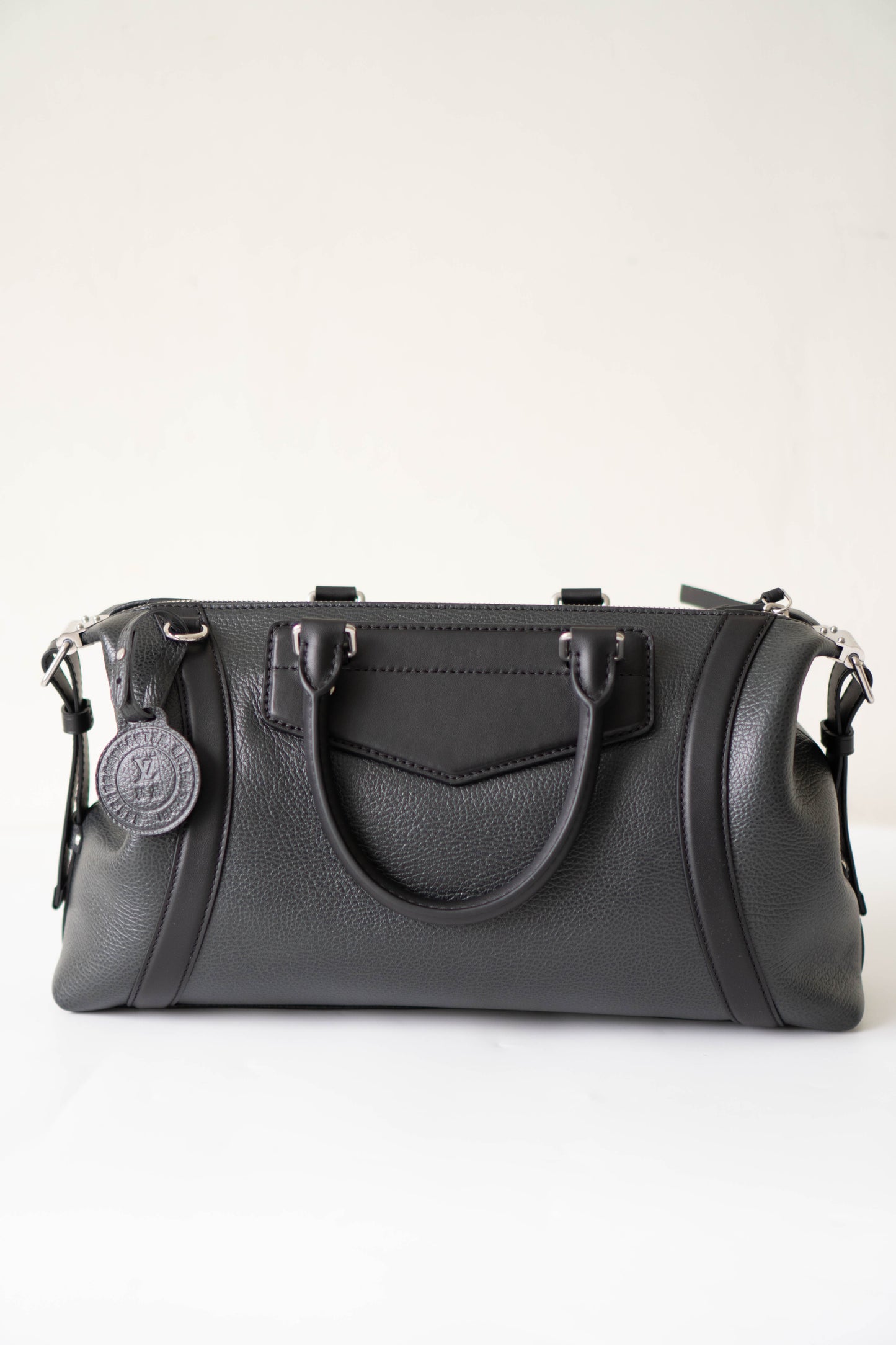 Biker Bag MM Handbag In Black lambskin with Silver Hardware