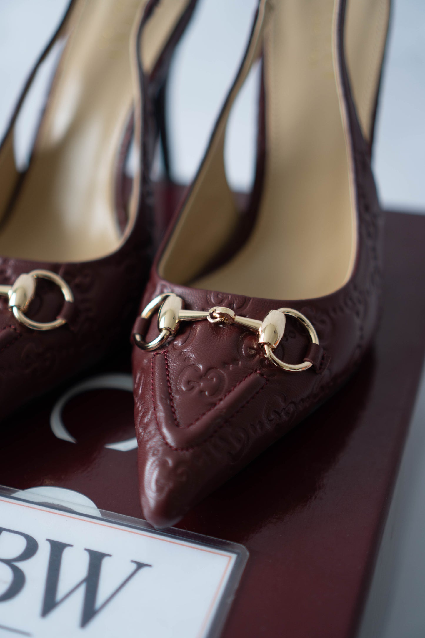Slingback Pumps – Rosso Ancora GG Embossed Leather