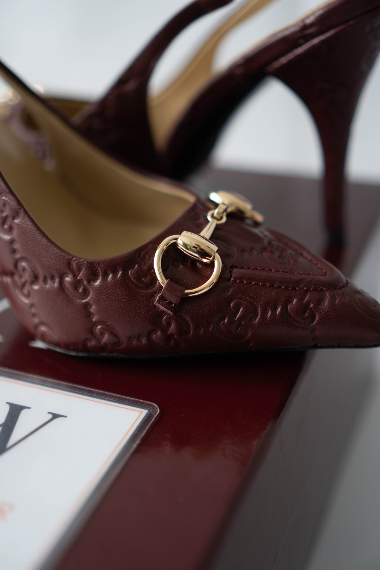 Slingback Pumps – Rosso Ancora GG Embossed Leather