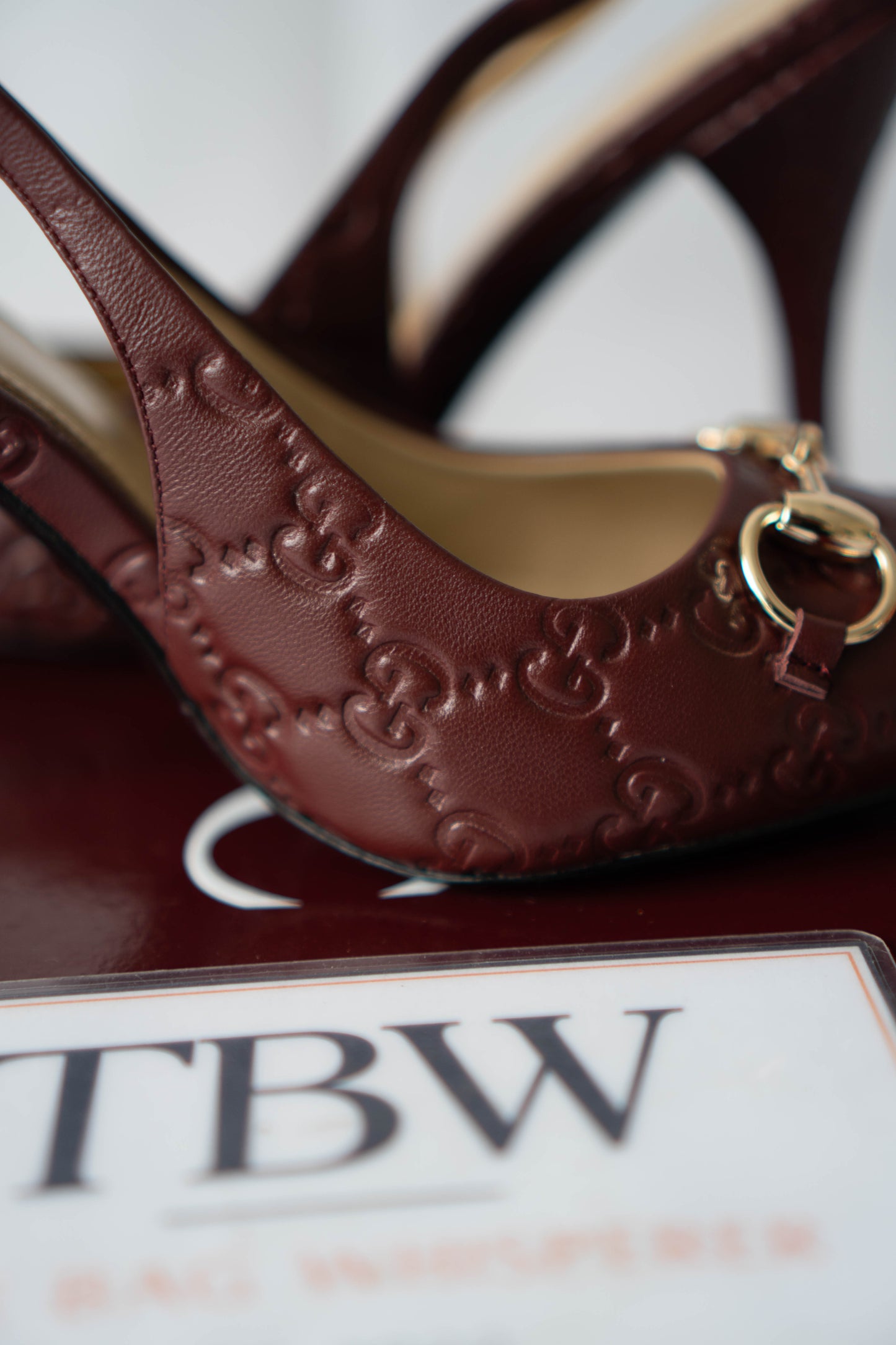 Slingback Pumps – Rosso Ancora GG Embossed Leather