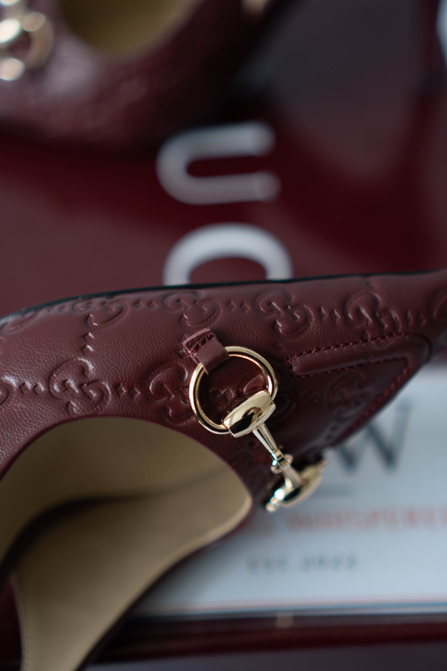 Slingback Pumps – Rosso Ancora GG Embossed Leather