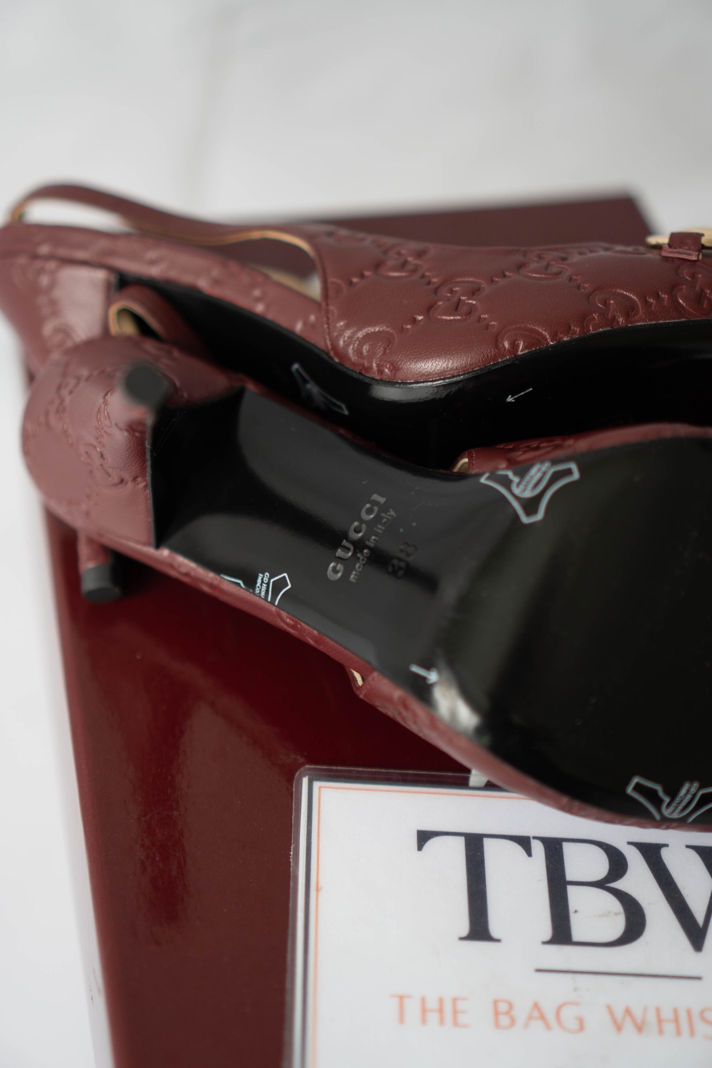 Slingback Pumps – Rosso Ancora GG Embossed Leather
