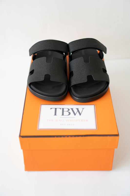 Chypre Sandals – Black Epsom Leather