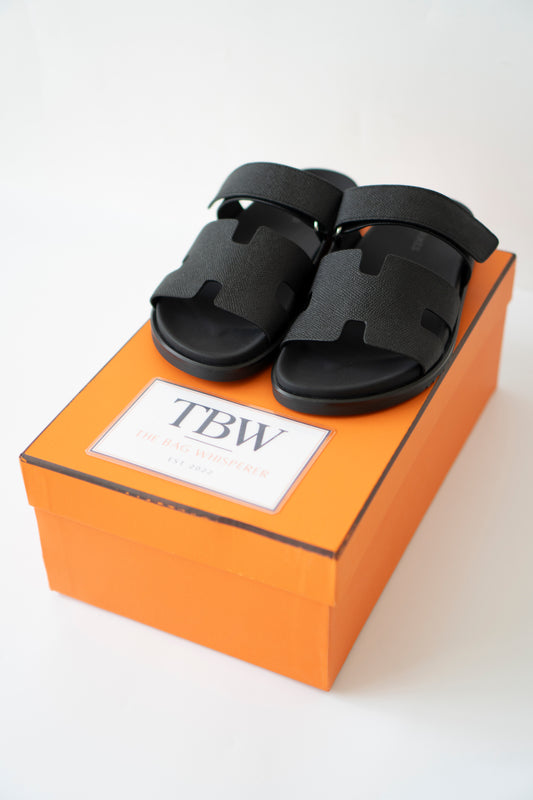Chypre Sandals – Black Epsom Leather