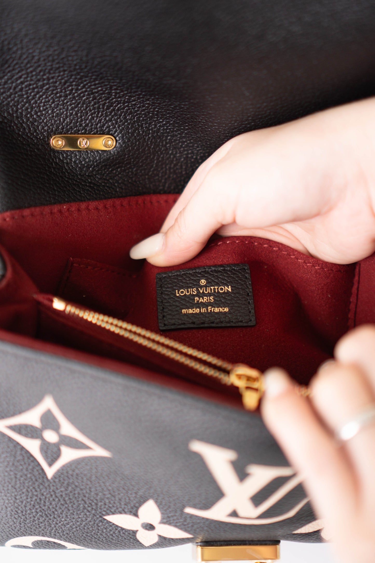 Madeleine BB in Black Bicolor Monogram Empreinte Leather in Gold Hardware