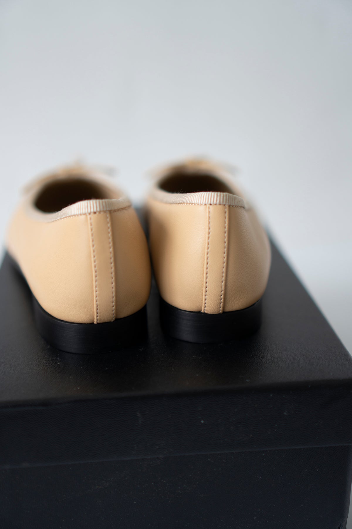 Ballet Flats – Beige & Black Lambskin