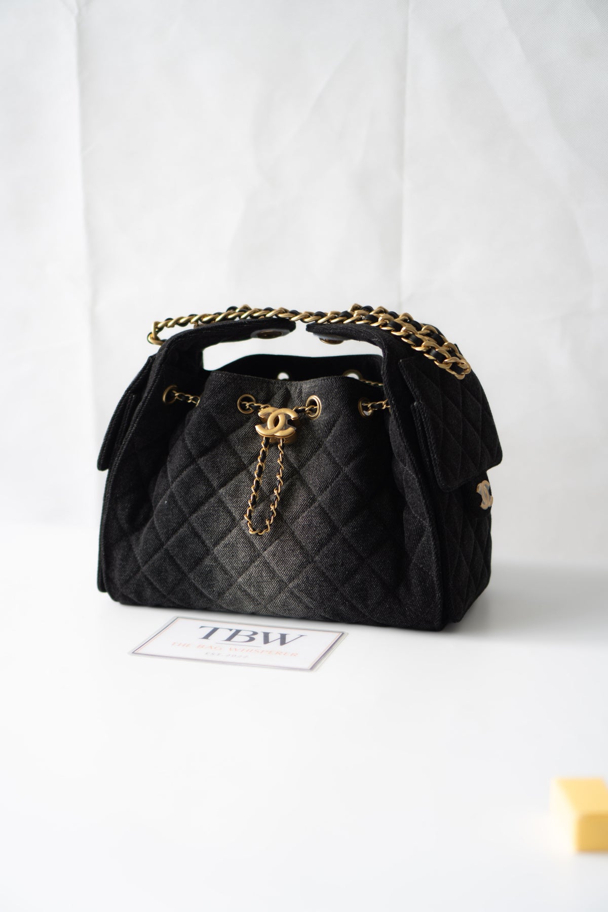 C25 Small - Black Washed Denim with Gold Hardware