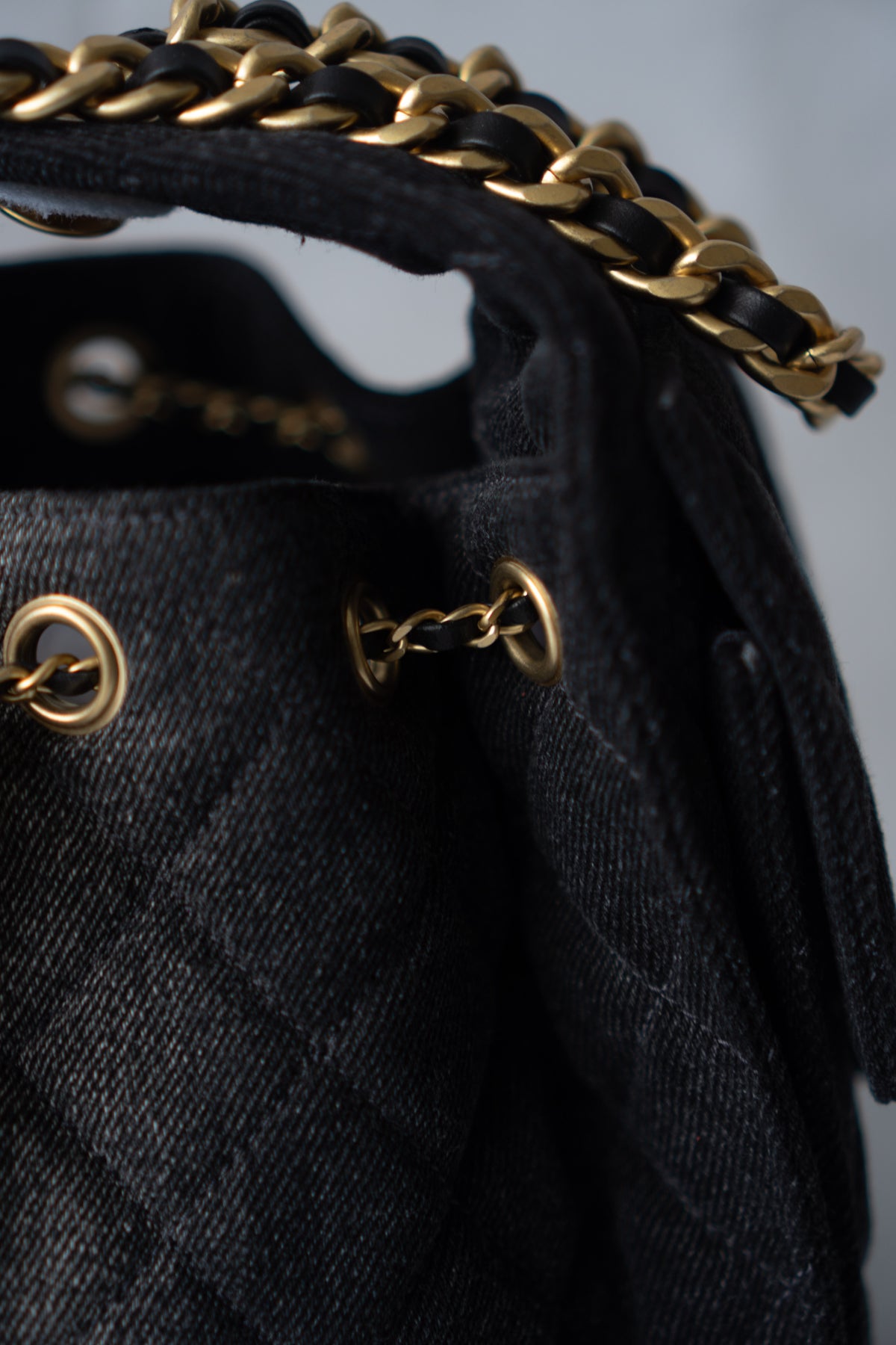 C25 Small - Black Washed Denim with Gold Hardware