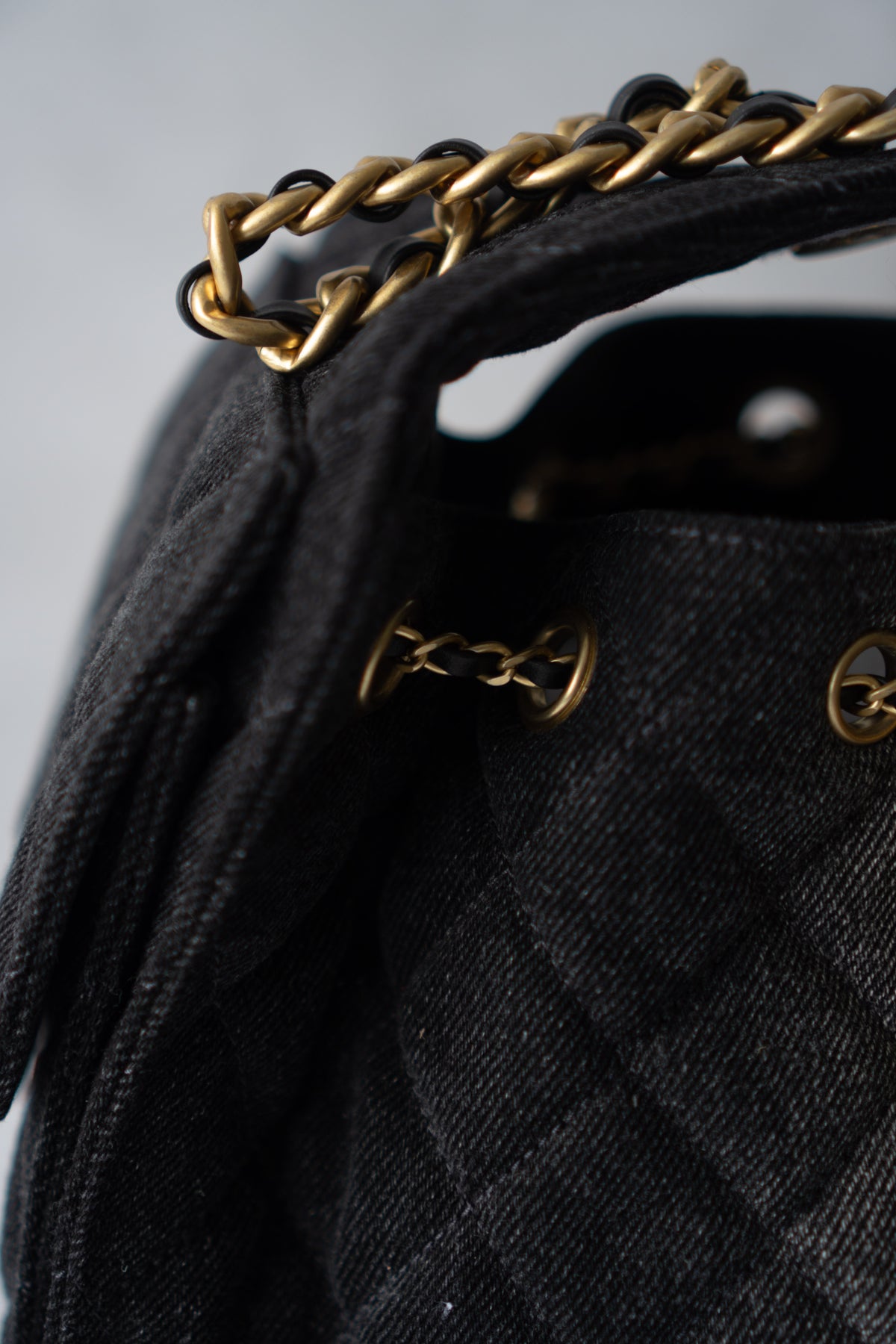 C25 Small - Black Washed Denim with Gold Hardware